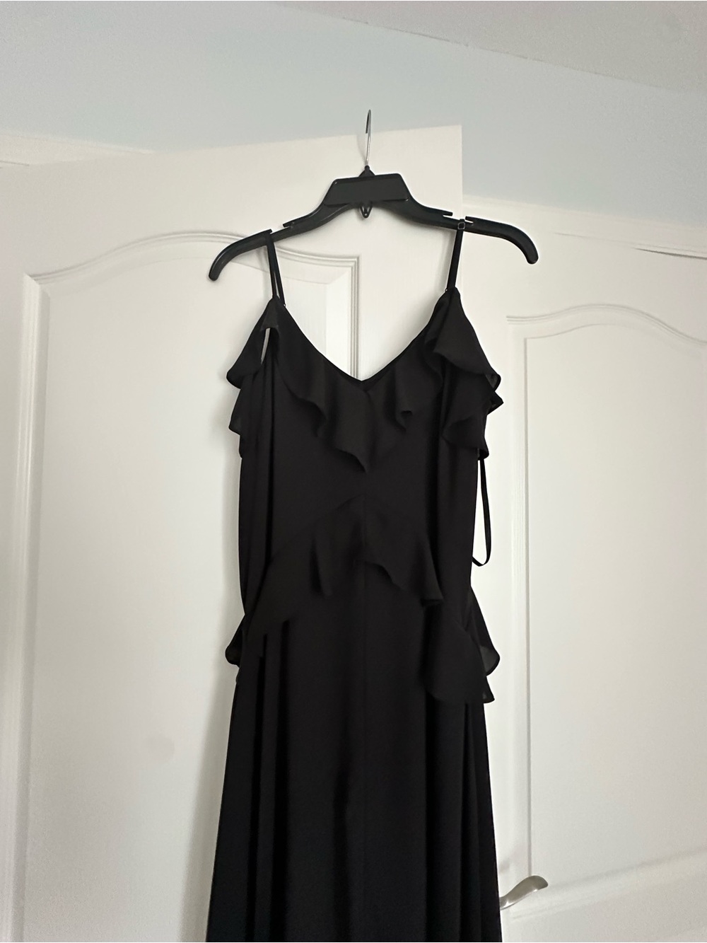 Black Ruffle V-Neck Spaghetti Strap Dress - Picture 2 of 2